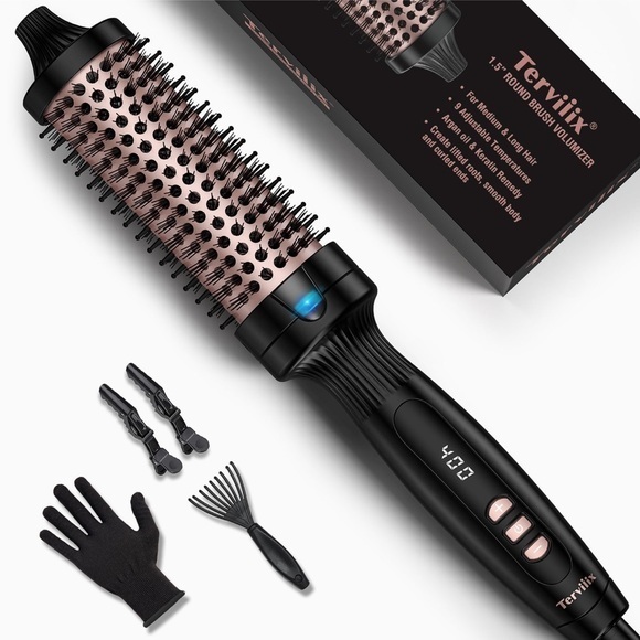 1.5” Thermal Ceramic Tourmaline lonic Hot Brush Heated Curling Brush It#G23 - Picture 1 of 12